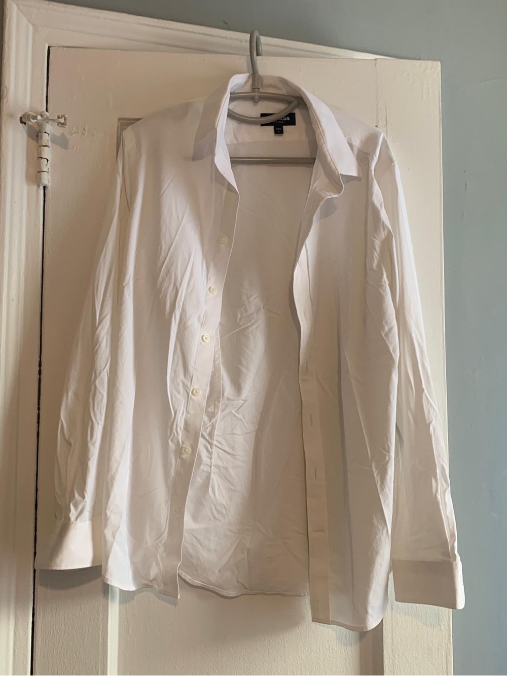 Express White Men's Dress Shirt - Classic Button-Front